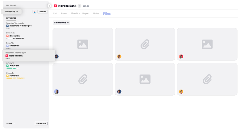 arquivos de gerenciamento de projetos