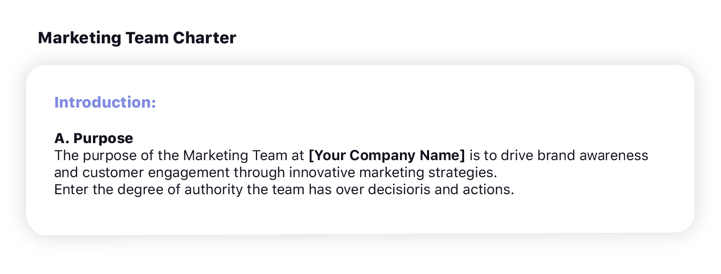 Modelo de estatuto para equipe de marketing