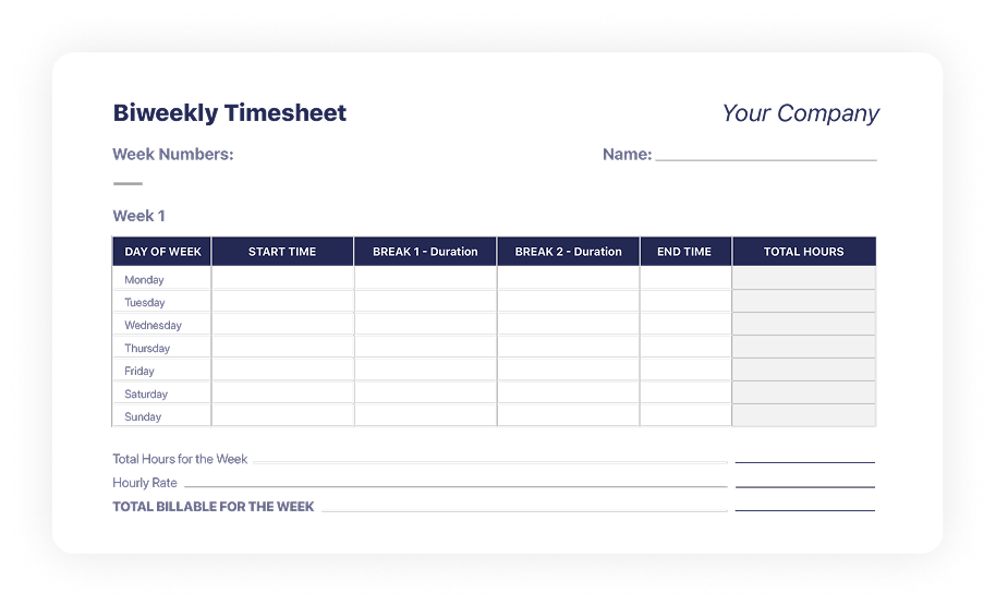 Baixar modelos de planilhas de horas quinzenais