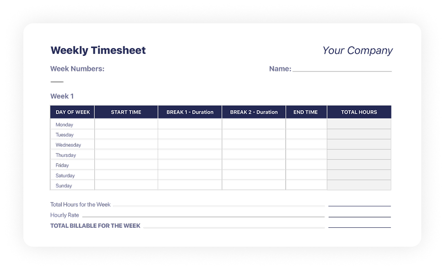 Baixar modelos de planilhas de horas semanais
