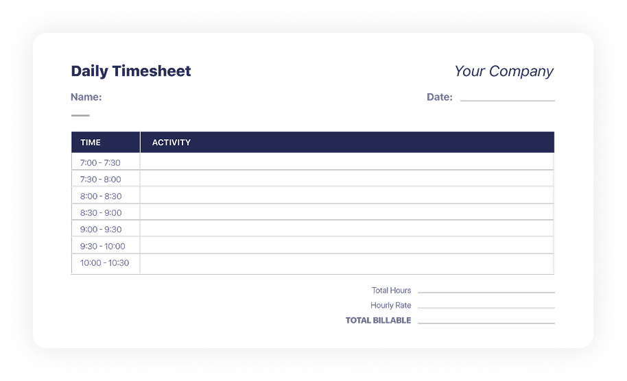 Baixar modelos de planilhas de horas diárias